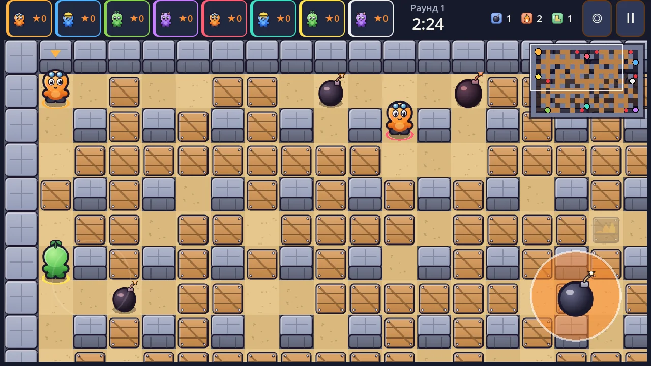 Bombix: большая арена на 8 игроков